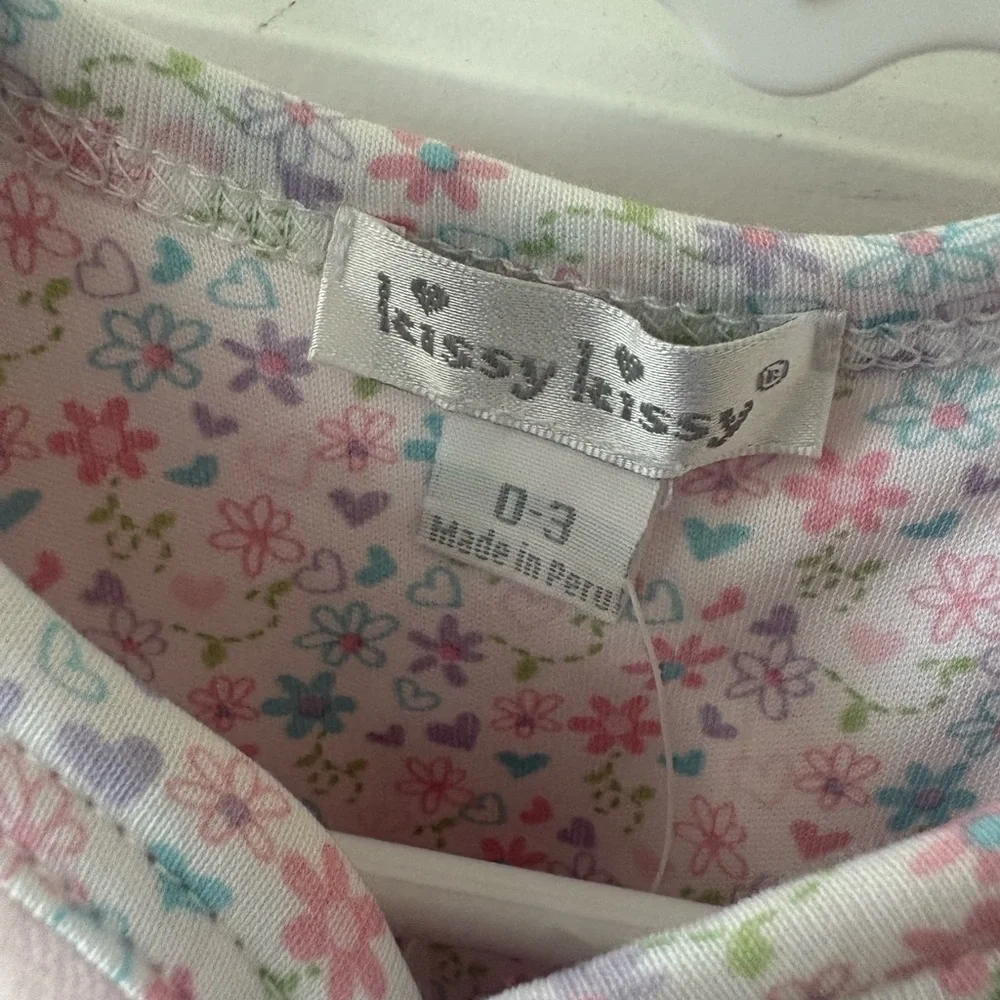 Kissy Kissy Pink Velour Floral-Trim Playsuit Size 0-3 M
